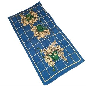 Irish Linen Table Runner Blue With Potted Ivy
